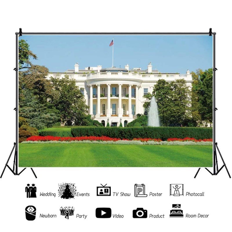 DASHAN 7x5ft Polyester White House Washington DC Backdrop United States of America Capital City Landmark White House Photography Background USA Party Decor Kids Adult Portrait YouTube Photo Props - Image 3